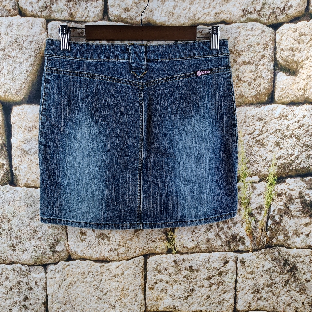 Bubblegum Denim Skirt with Buckle Pockets - Picture 6 of 8